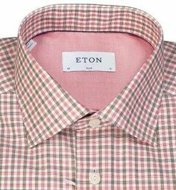 Am billigsten 🥰 ETON Hemd 1000/03167/55 Slim Fit, Baumwolle, Rot-olivgrün kariert, Rot-olive 🔔 -Hemden Verkaufsgeschäft 384260 norm2