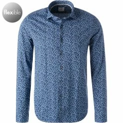 Schlussverkauf 👏 OLYMP Casual Level Five Body Fit 3226/14/18 Hemd, Jersey, Marine gemustert, Marine 🌟