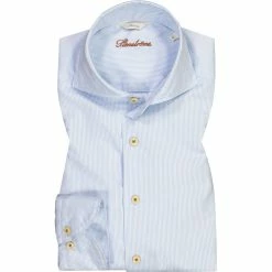 Neu 🌟 Stenströms Hemd 774221/1610/102 Slimline, Twill, Hellblau-weiß gestreift, Hellblau-weiß 👏