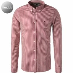 Auslauf 🛒 Tommy Hilfiger Hemd MW0MW23790/0EV Slim Fit, Jersey, Dunkelrot-weiß gestreift, Dunkelrot-weiß 💯