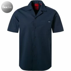 Billig 💯 HUGO Hemd Ellino 50468010/405 Kurzarmhemd, Straight Fit, Dunkelblau 🌟