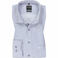 Blitzangebot 😀 OLYMP Luxor Modern Fit 1280/14/18 Hemd, Baumwolle, Marineblau gestreift, Marine 💯