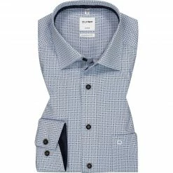 Am billigsten 🎉 OLYMP Luxor Comfort Fit 1130/14/28 Hemd, Baumwolle, Blau-braun gemustert, Braun 🔔