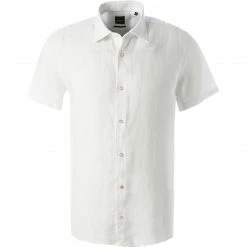 Bestpreis ⌛ BOSS Hemd Rash 50467417/100 Kurzarmhemd, Regular Fit, Reines Leinen, Weiß 👏