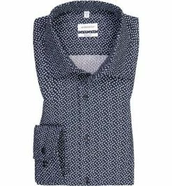 Blitzangebot 😍 Seidensticker Hemd 153460/19 Regular Fit, Baumwolle, Dunkelblau-weiß gemustert, Dunkelblau 🔥 -Hemden Verkaufsgeschäft 384905 norm