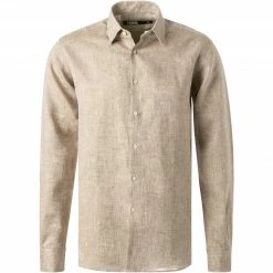 Auslauf ⌛ KARL LAGERFELD Hemd 605000/60/521667/550 Reines Leinen, Greige meliert, Olive 🔥